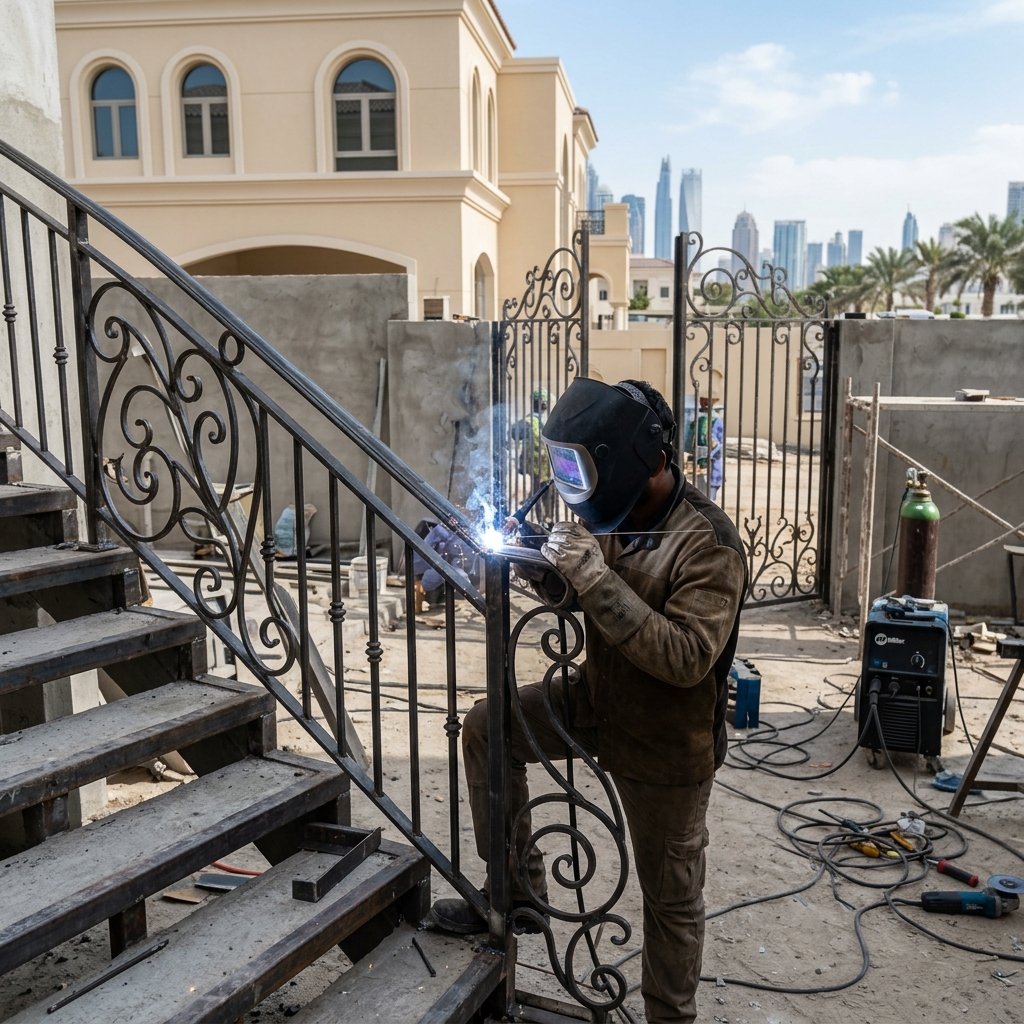 Welding staircase handrails and gate frames